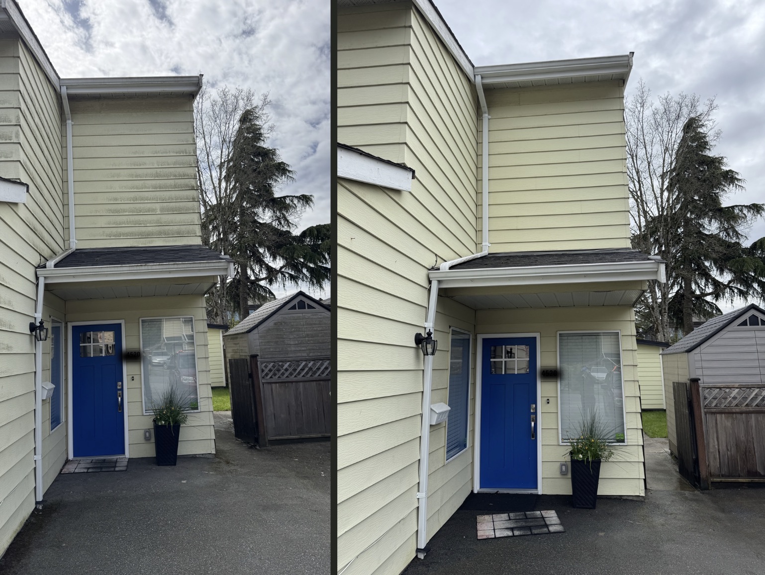 House washing before and after — soft wash exterior, Richmond BC